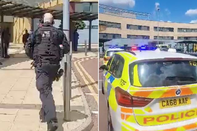 <p>Armed police on scene at Central Middlesex Hospital</p>