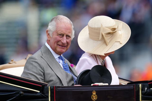 The King and Queen arrive by carriage during day two of Royal Ascot (David Davies/PA)
