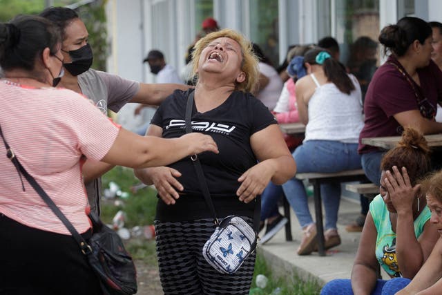 <p>The relative of an inmate cries as others comfort her as they wait for news about their loved ones outside the women’s prison that is the site of the latest riot</p>