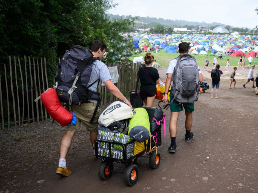The first attendees pile into Glastonbury Festival this week
