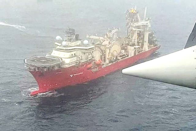 <p>The Bahamanian research vessel 'Deep Energy' on site during the ongoing search for the 21-foot submersible Titan</p>