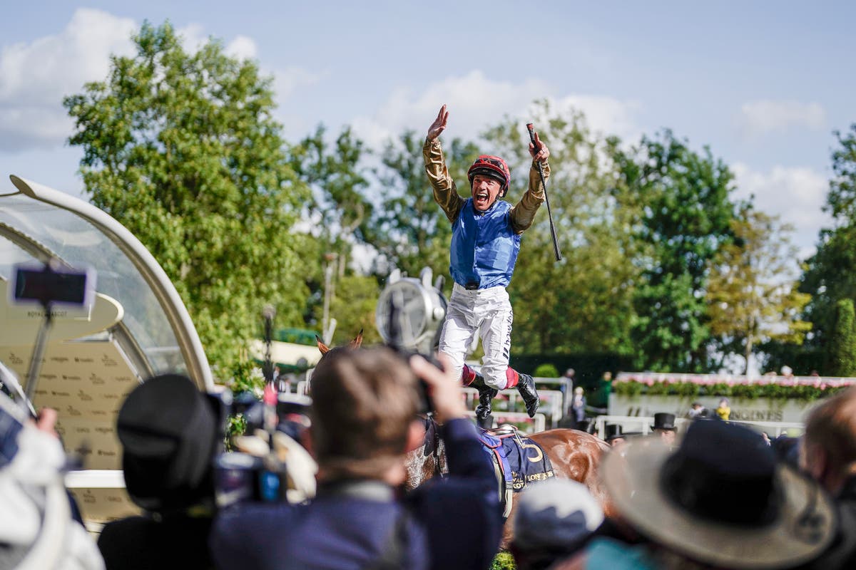 Frankie Dettori jumping for joy after getting first win at final Royal Ascot