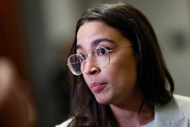 <p>Rep. Alexandria Ocasio-Cortez (D-NY) speaks to reporters after attending a House Democrat caucus meeting with White House debt negotiators at the U.S. Capitol on May 31, 2023 in Washington, DC. </p>