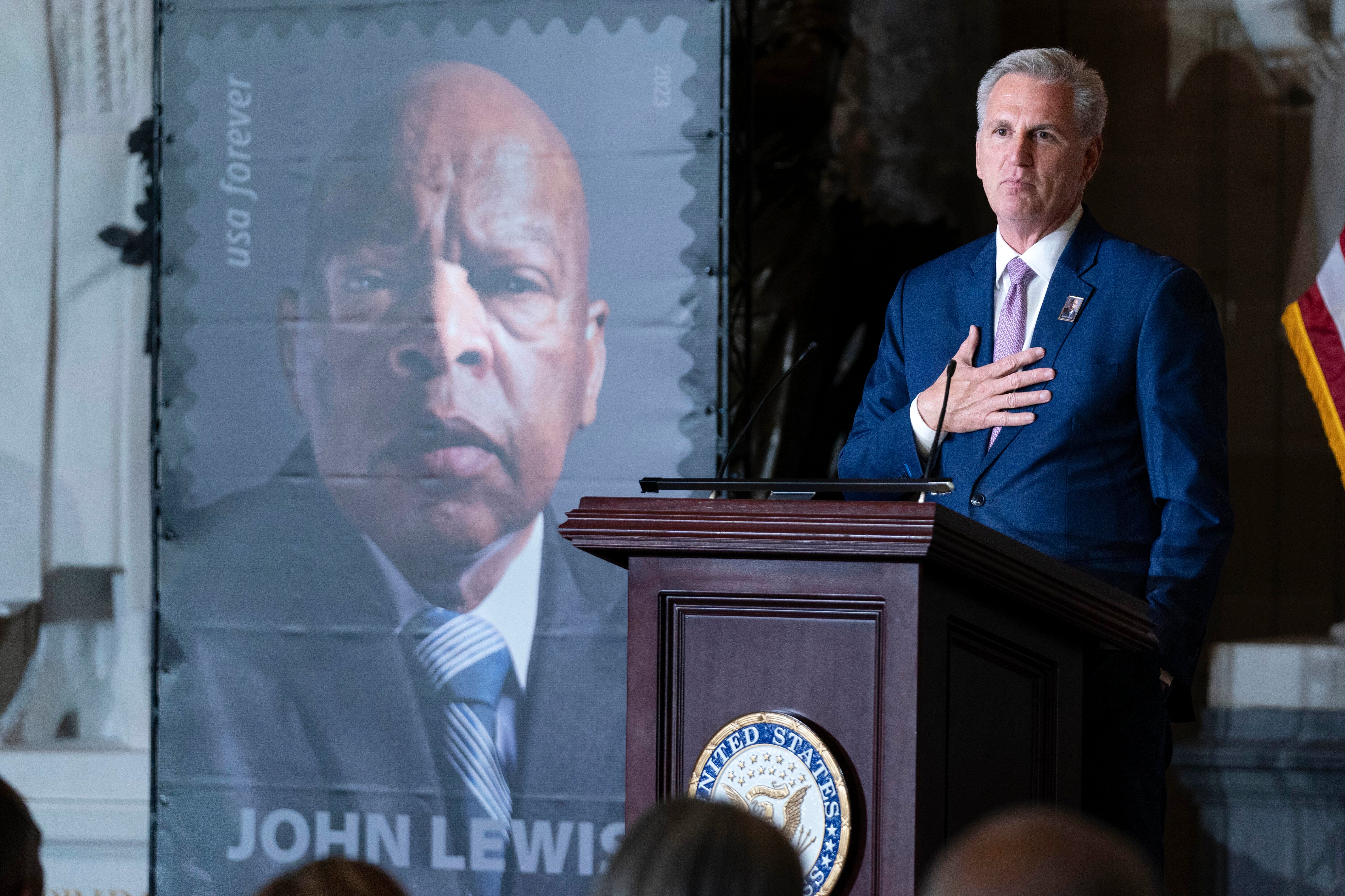 Stamp of civil rights icon John Lewis unveiled in ceremony at the