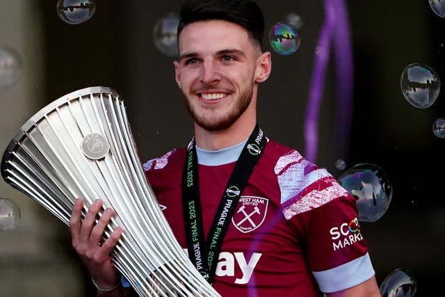 West Ham captain Declan Rice has been linked with Manchester City (Zac Goodwin/PA)