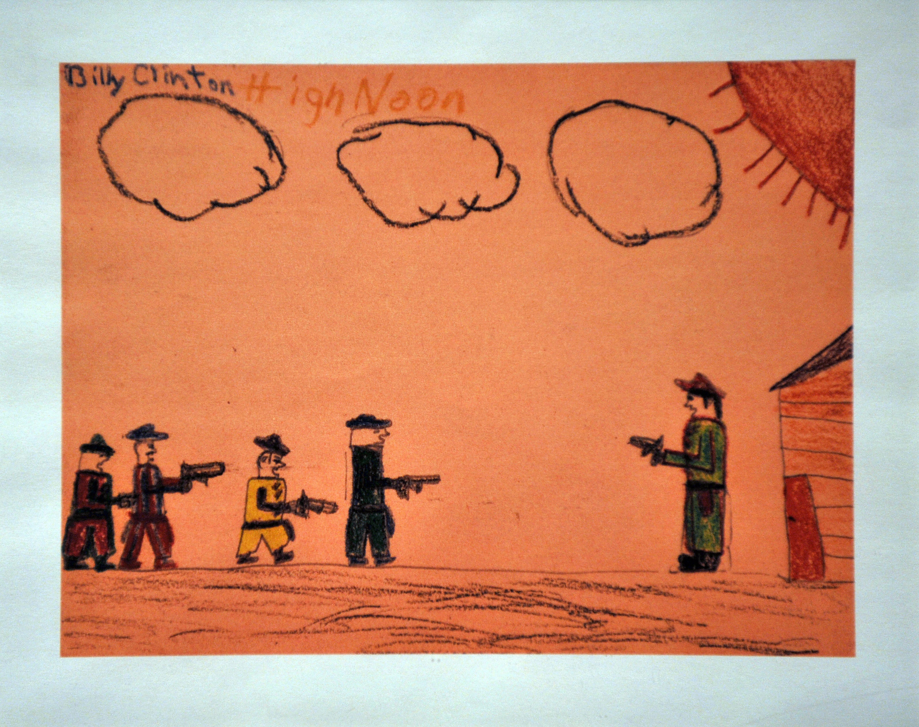 Reproduction of US President Bill Clinton’s childhood drawings based on ‘High Noon’