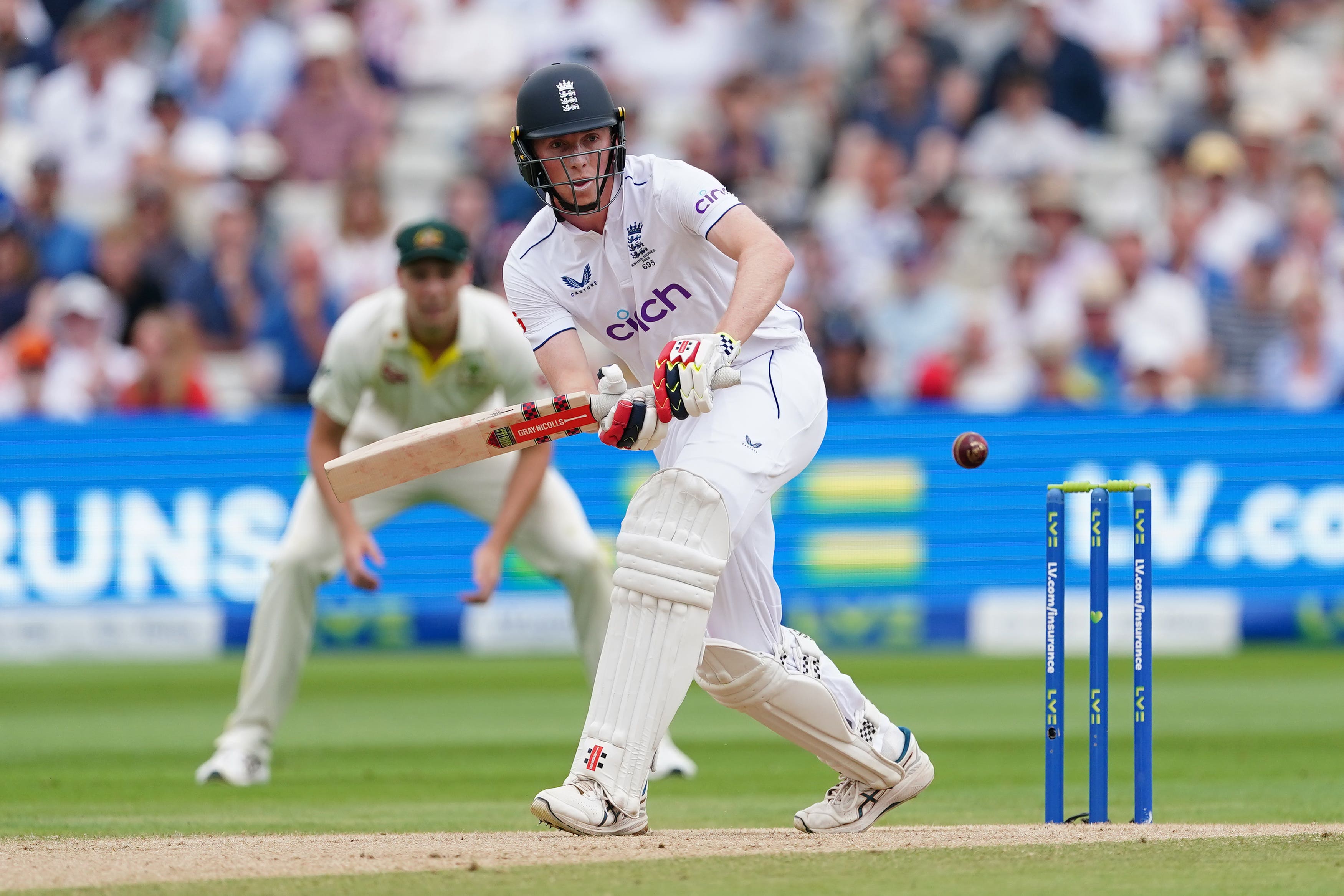 Zak Crawley in batting action during the first Ashes test match at Edgbaston (Mike Egerton/PA)