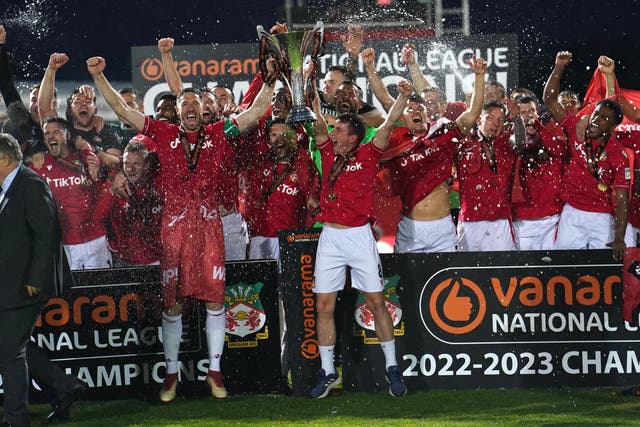National League winners Wrexham face Wigan in the Carabao Cup (Martin Rickett/PA)
