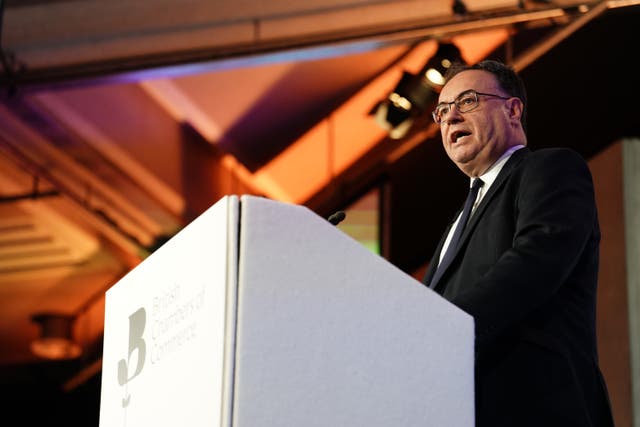 Andrew Bailey, Governor of the Bank of England, and others voted to bring interest rates to 5% (Jordan Pettitt/PA)
