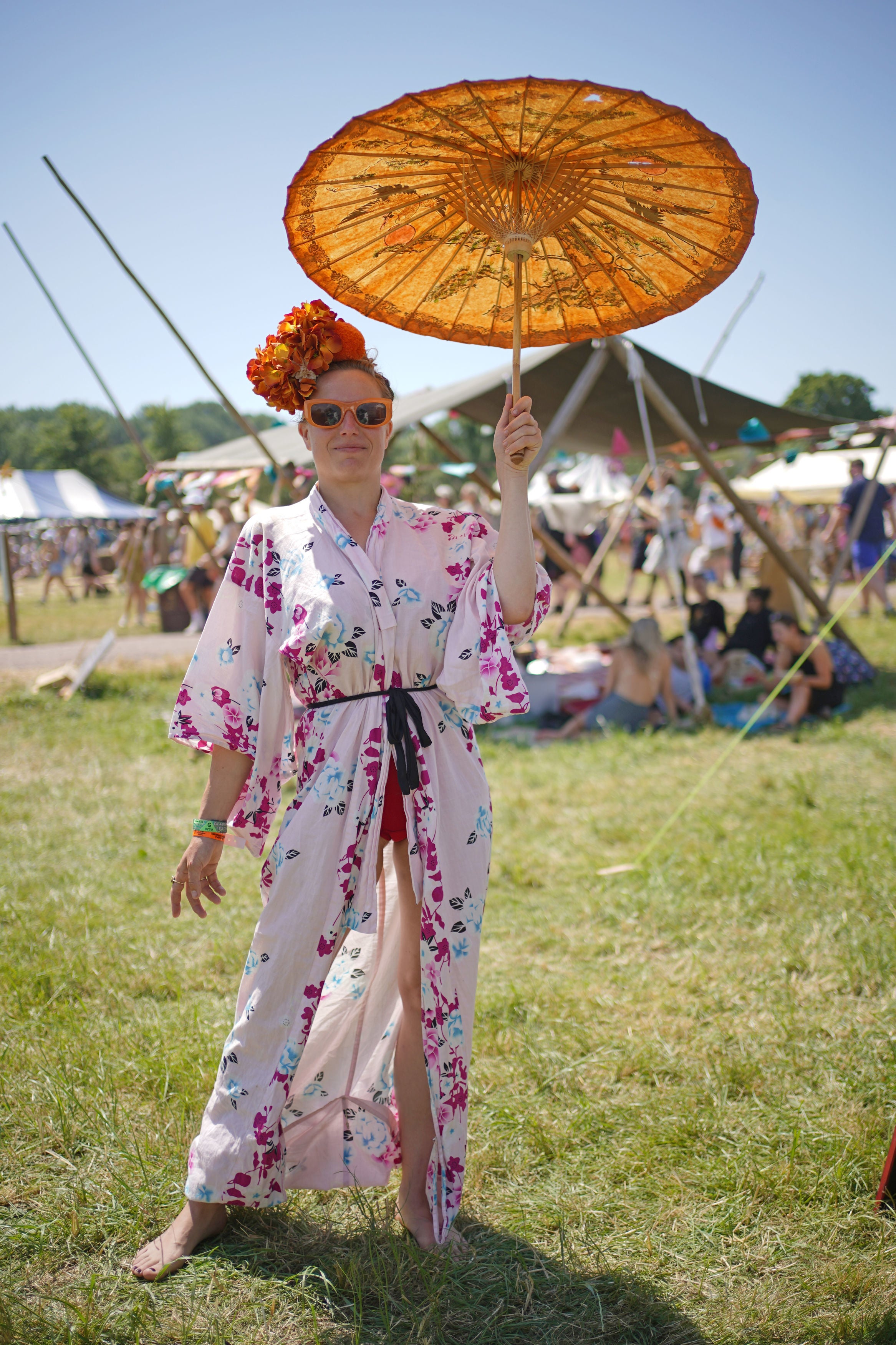 Festivalgoer Sophie Holloway, 35, from Devon, at the Glastonbury Festival