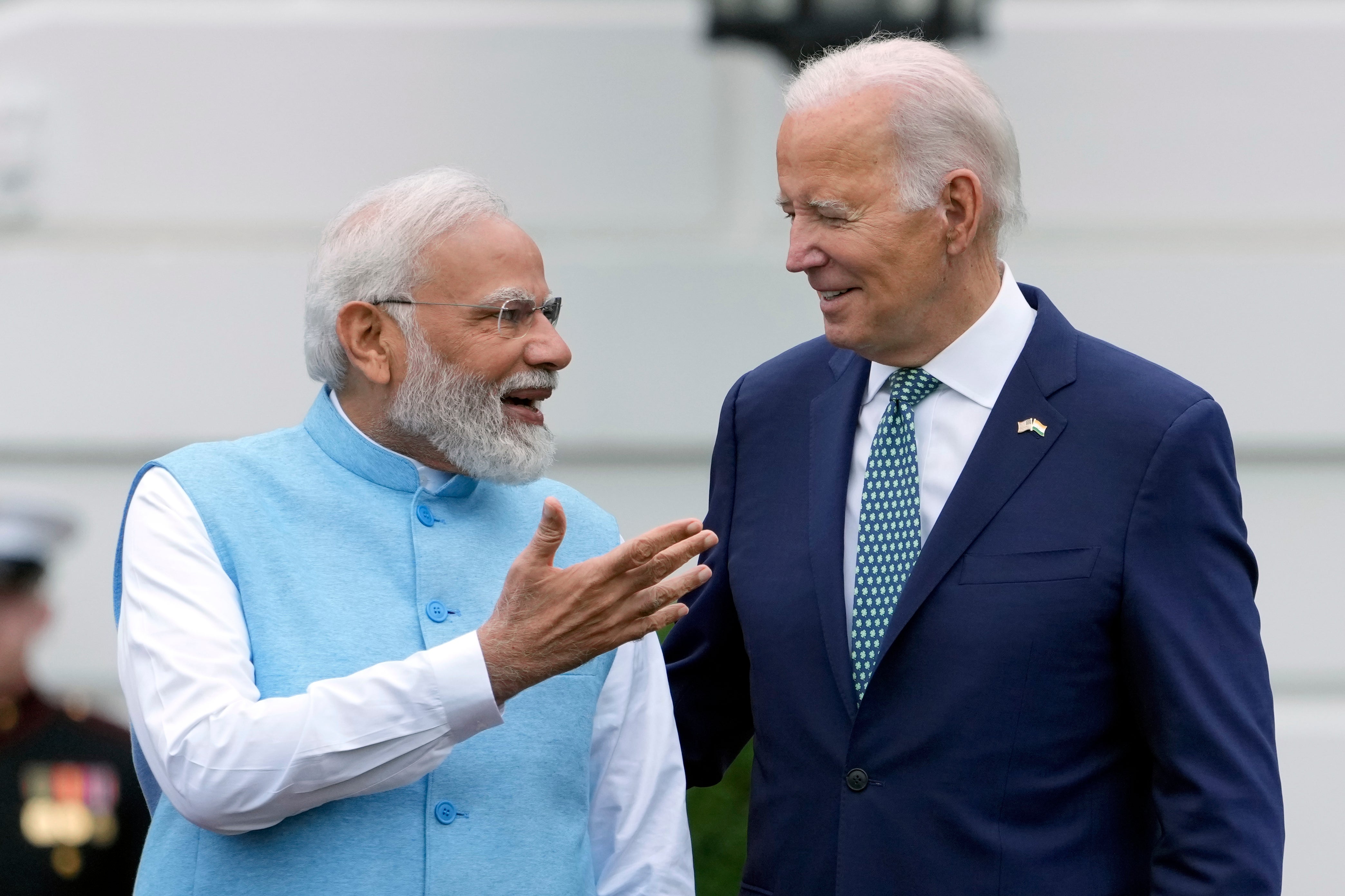 India’s Prime Minister Narendra Modi and US President Joe Biden during a State Arrival Ceremony at the White House
