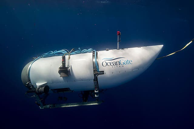 <p>The submersible vessel named Titan, which is used to visit the wreckage site of the Titanic (OceanGate Expeditions)</p>