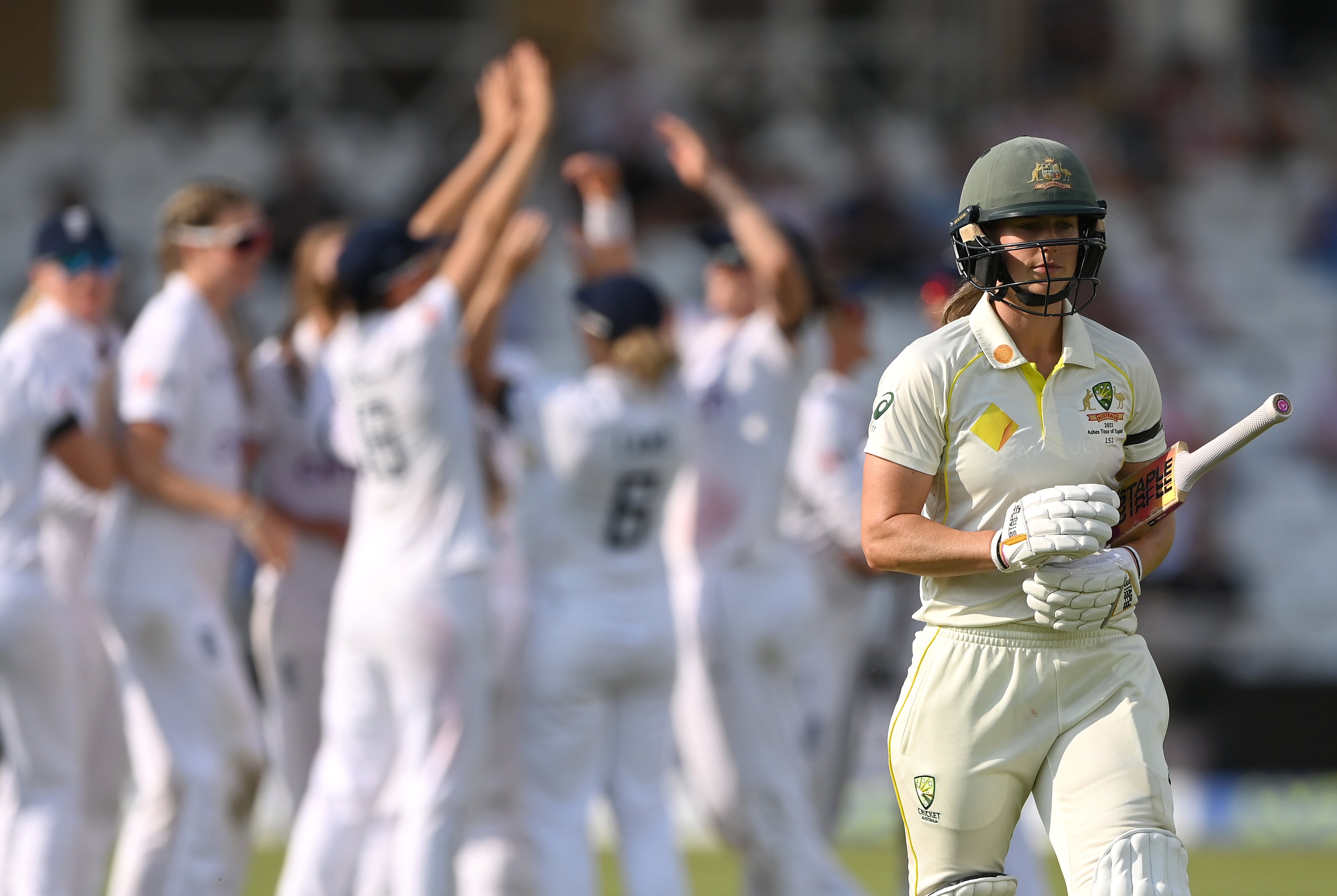 Australia batter Ellyse Perry was dismissed for 99 runs