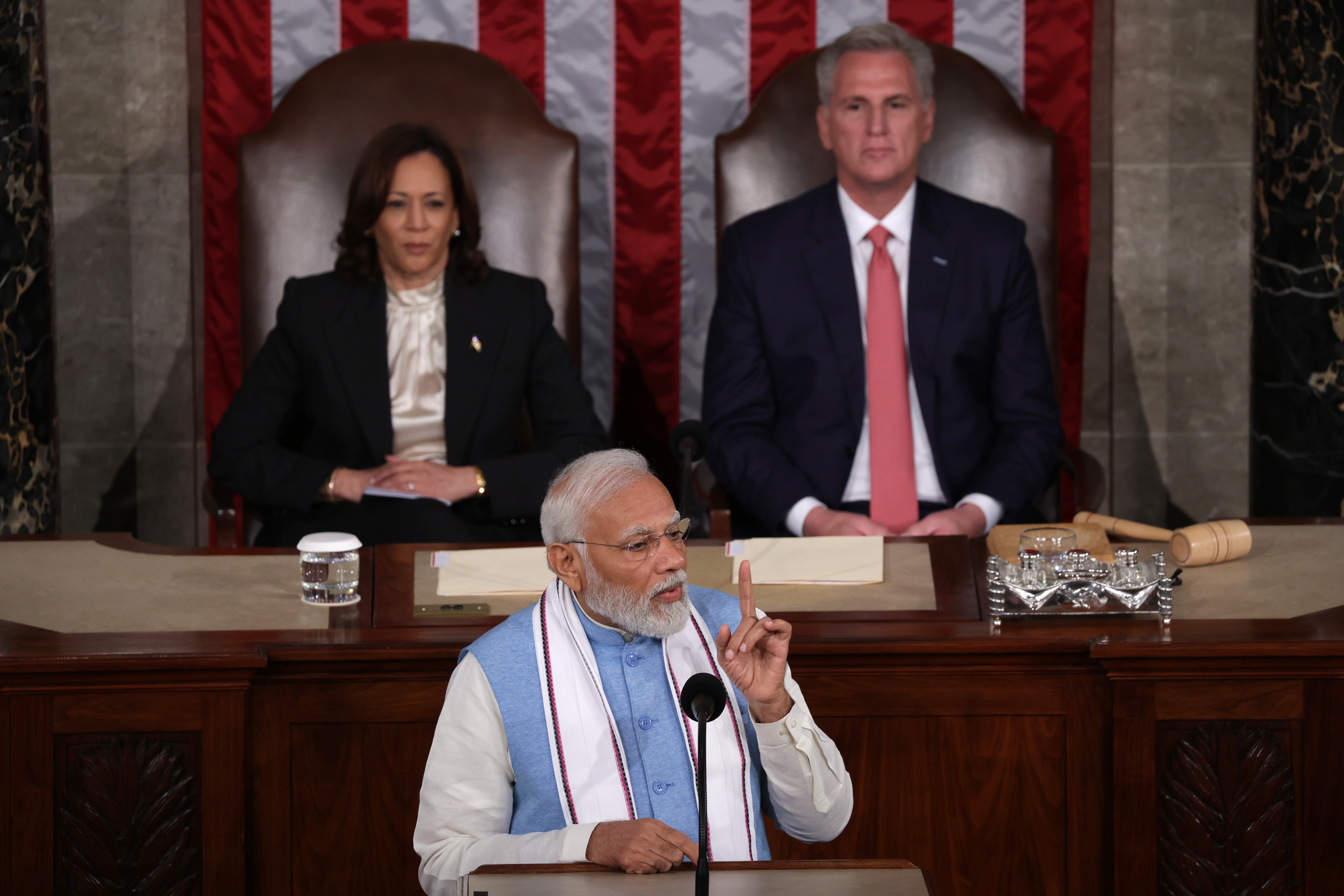 Indian Prime Minister Narendra Modi delivers remarks to a joint meeting of Congress at the U.S. Capitol on June 22, 2023