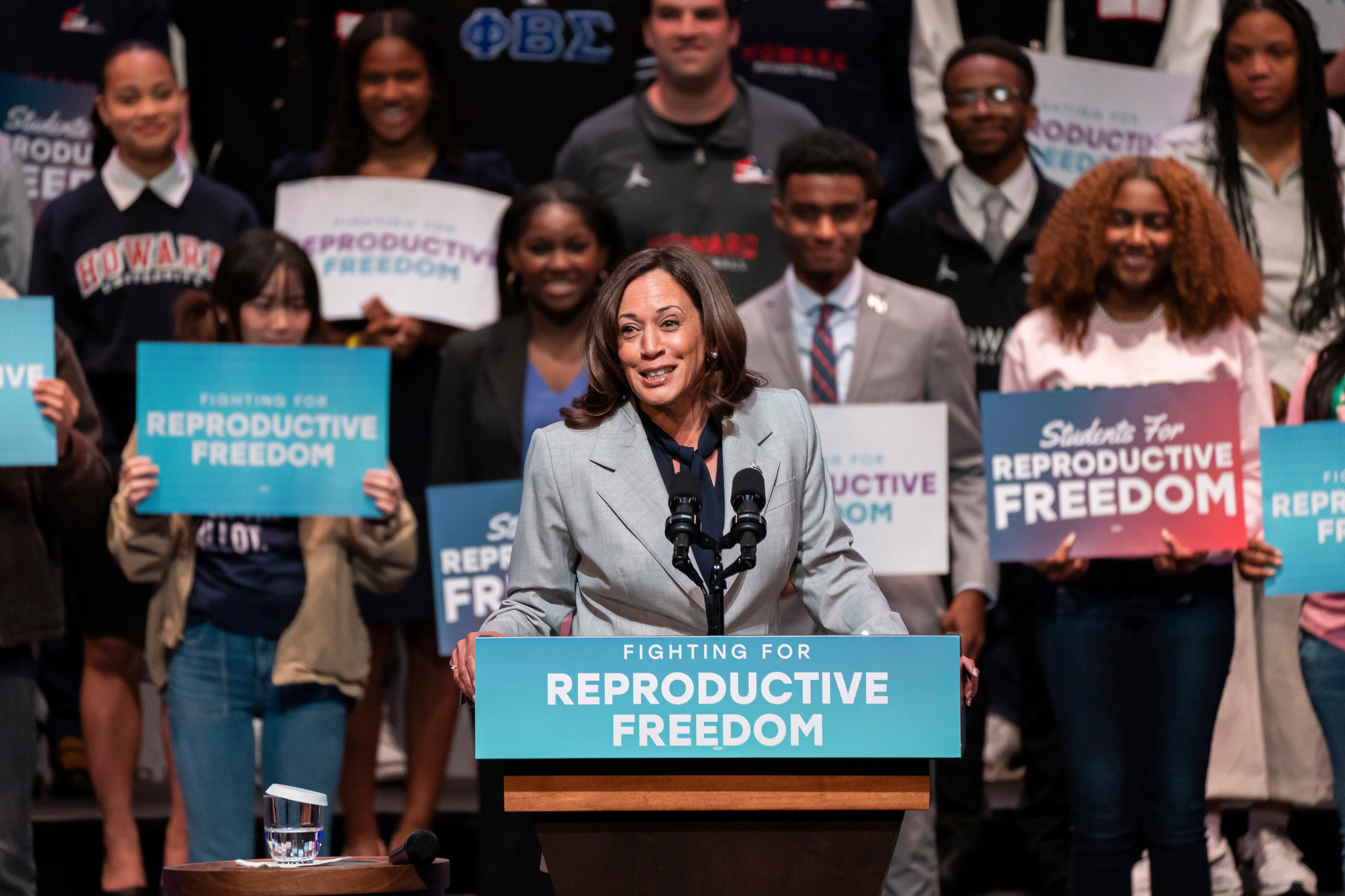 Vice President Kamala Harris has campaigned on reproductive freedoms since entering the presidential race in July