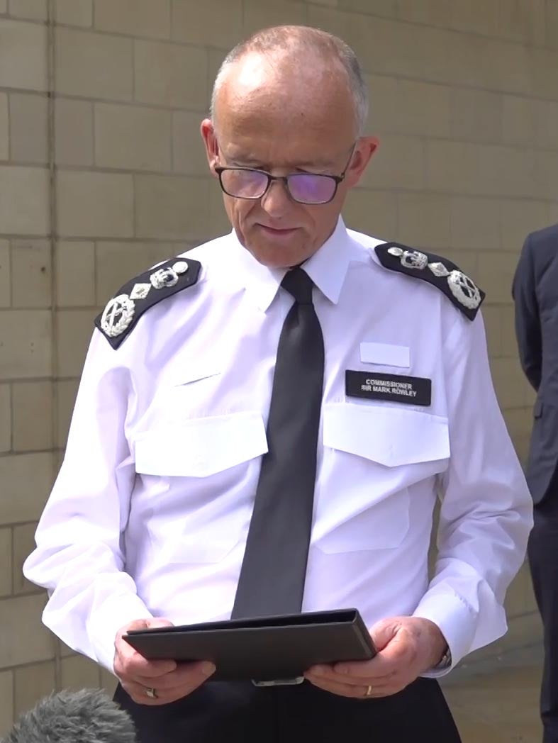 Met Police Commissioner Sir Mark Rowley praised the ‘courage’ of the officers who were on duty alongside Sgt Ratana