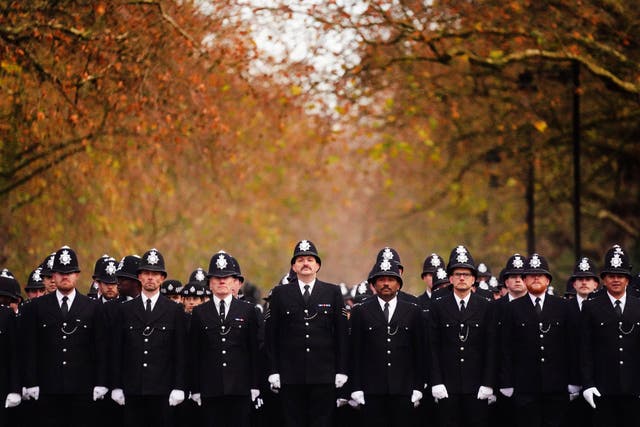 Police officers from the Metropolitan Police during a memorial to remember and celebrate the life of Matt Ratana (Victoria Jones/PA)