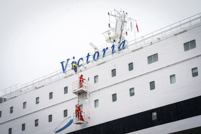 The MS Victoria ferry is berthed in the Port of Leith (Jane Barlow/PA)