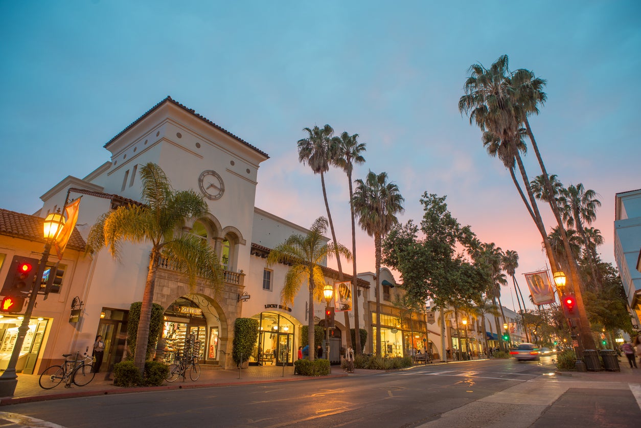 A view of State Street, Santa Barbara’s main street