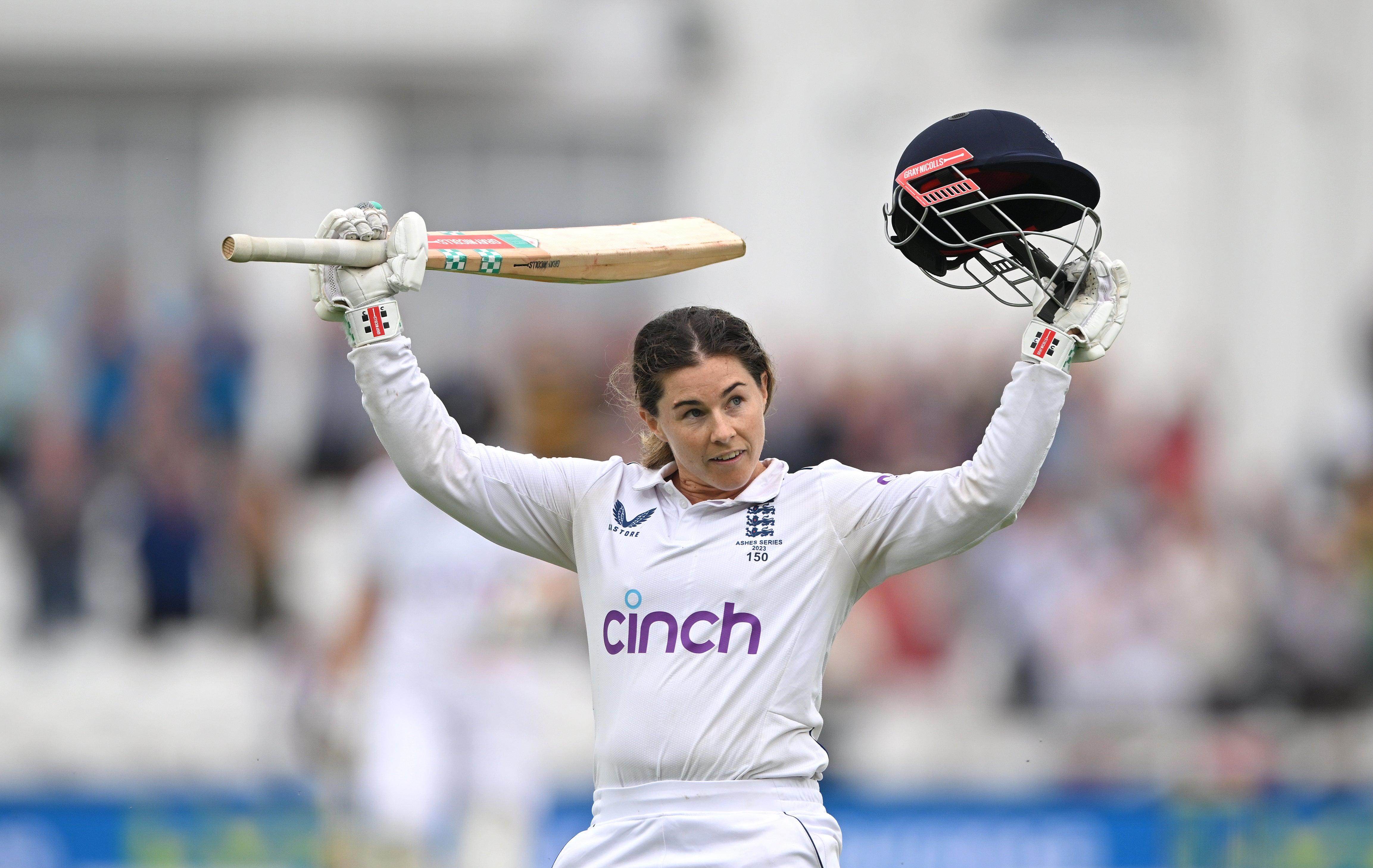 Tammy Beaumont celebrates her maiden Test century
