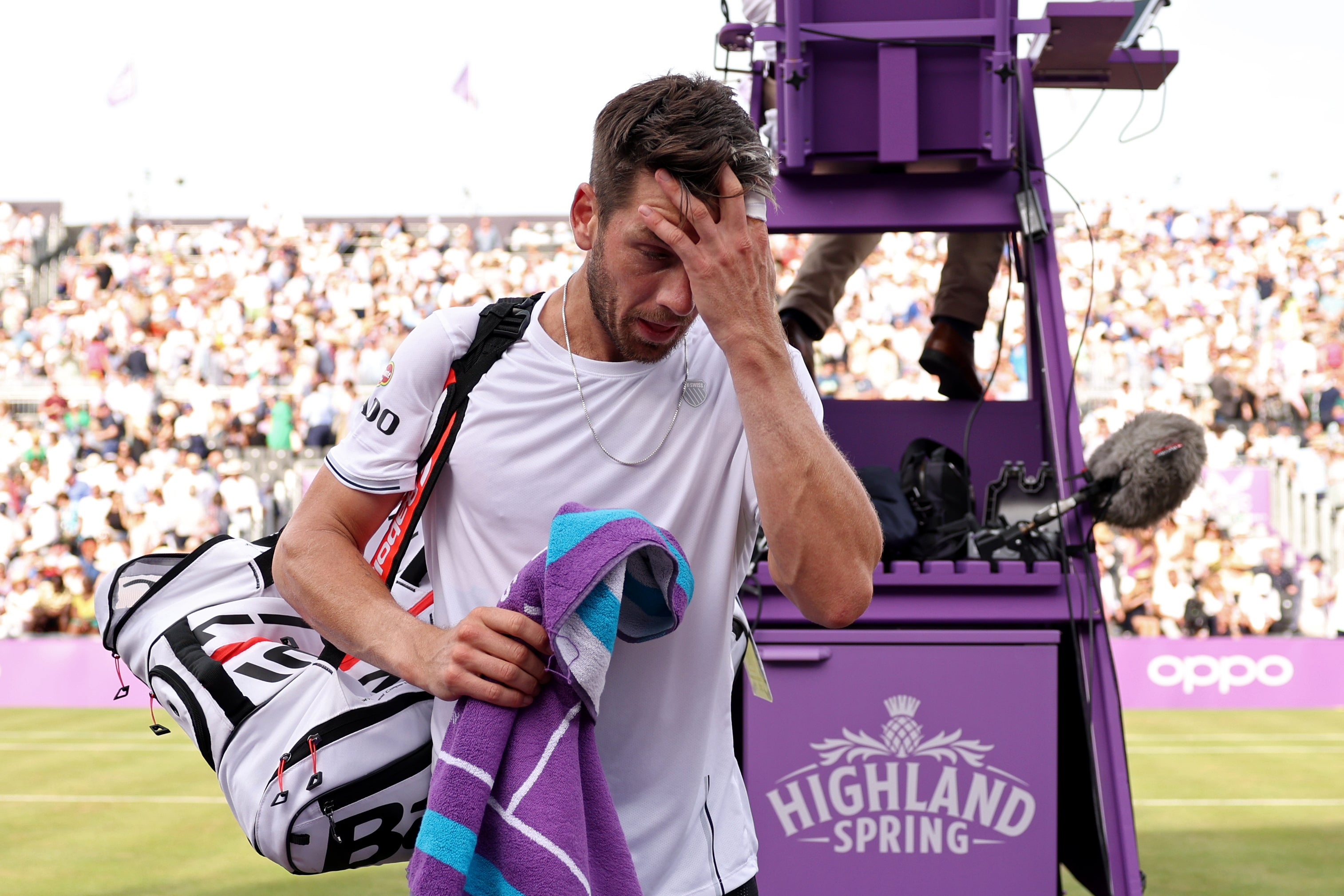 Cameron Norrie reacts after his defeat in the Queen’s quarter-final