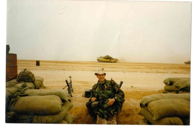 Mark Elder pictured during the Gulf War (Erskine/PA)