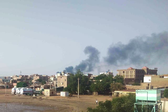 <p>File. Smoke rises over Khartoum, Sudan, Friday, 23 June 2023</p>