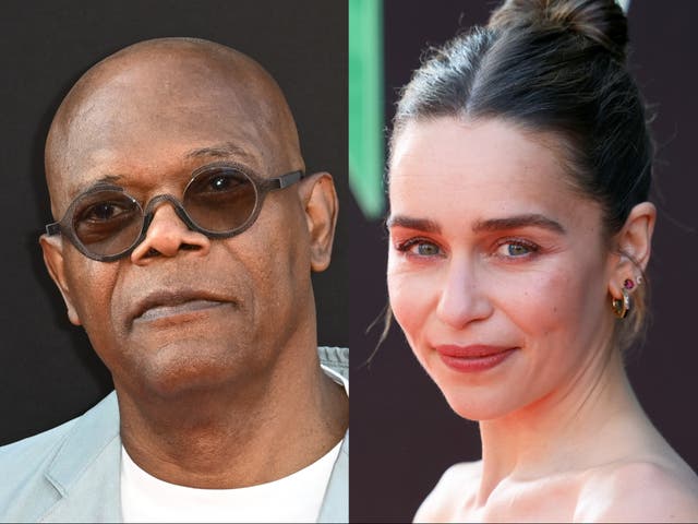 <p>Samuel L Jackson and Emilia Clarke</p>