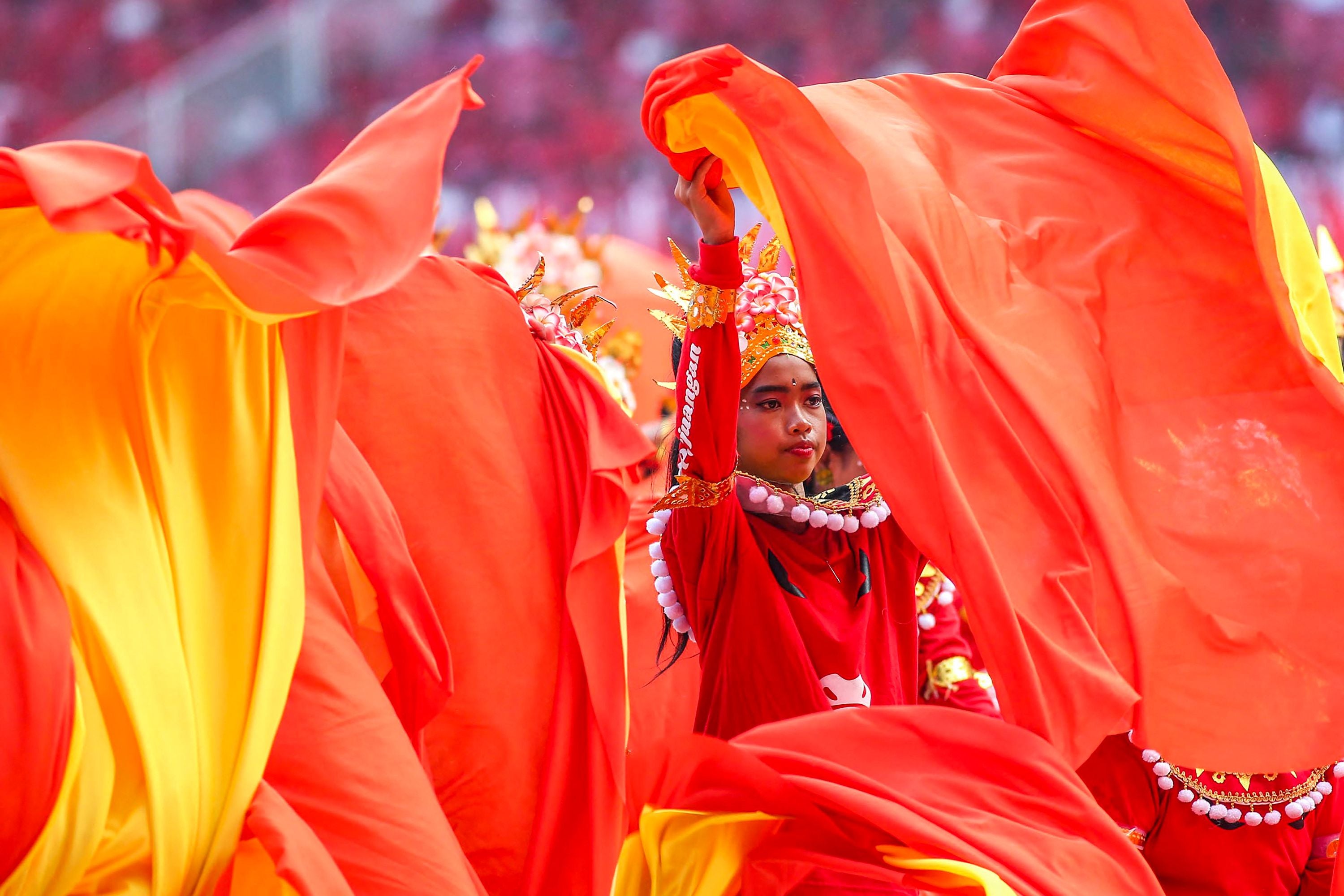 Artists perform during the celebration 'Sukarno's Month', founder of the nation, at the Bung Karno Stadium in Jakarta