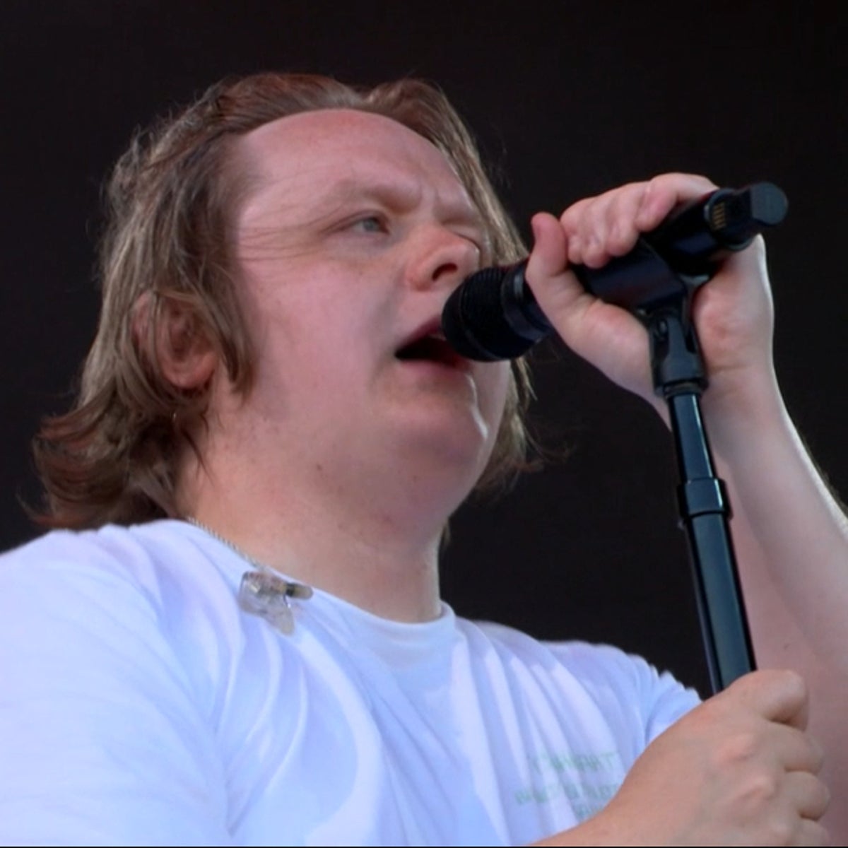 Intensity and emotion as Lewis Capaldi grips the microphone during his powerful set.