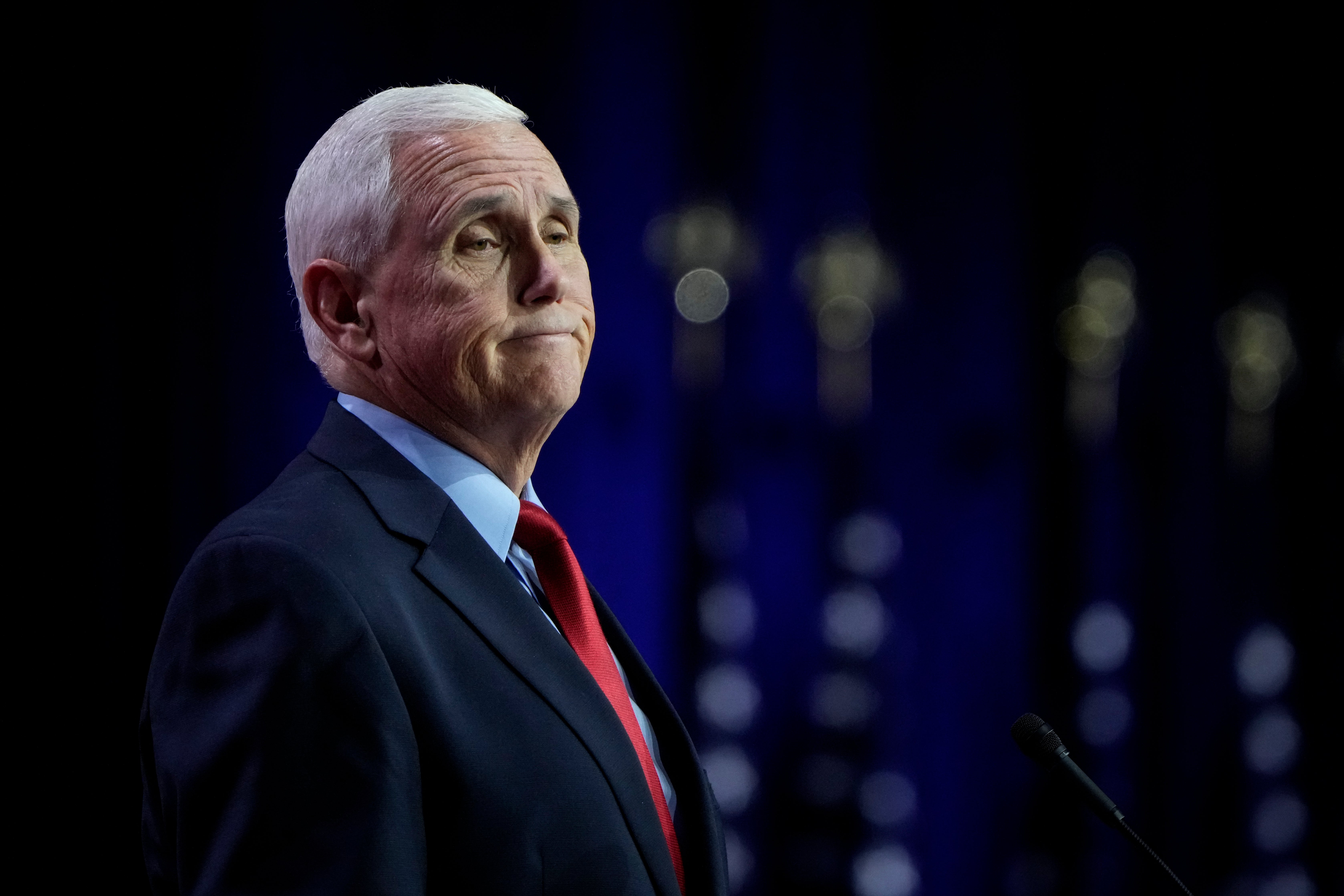 Republican presidential candidate and former U.S. Vice President Mike Pence delivers remarks at the Faith and Freedom Road to Majority conference at the Washington Hilton on June 23, 2023 in Washington DC.