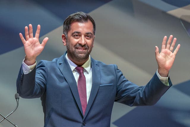 First Minister Humza Yousaf speaking at the SNP independence convention (Jane Barlow/PA)