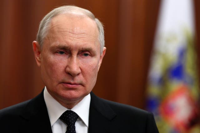 Russian President Vladimir Putin addresses the nation (Gavriil Grigorov/Kremlin Pool/AP)