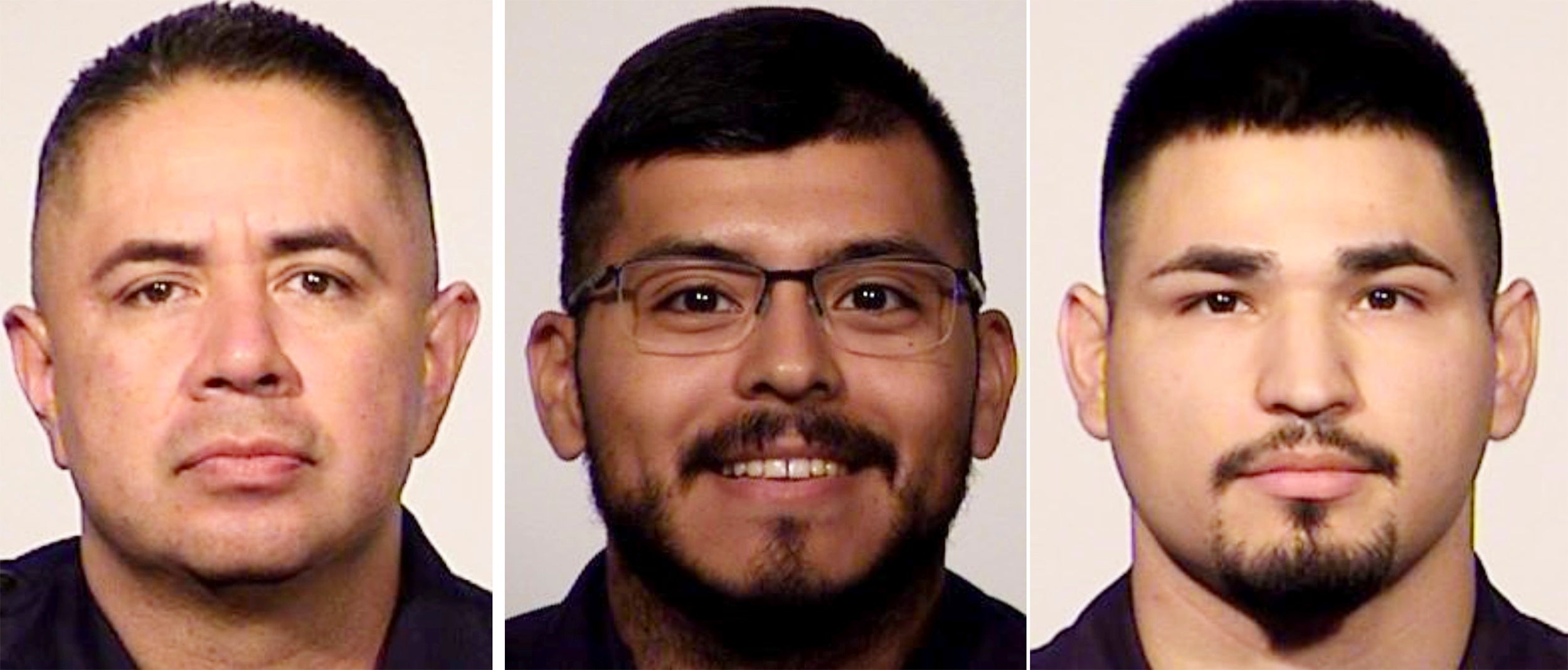 From left to right: San Antonio police Sergeant Alfred Flores and officers Eleazar Alejandro and Nathaniel Villalobos were charged with murder after the fatal shooting of Melissa Perez on 23 June