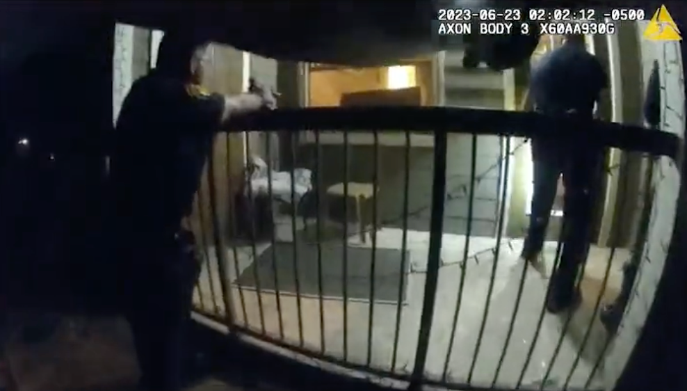Police body-worn camera footage shows officers firing into the home of Melissa Perez