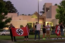 Neo-Nazis terrorize Jewish community by brandishing swastika flags outside Georgia synagogue