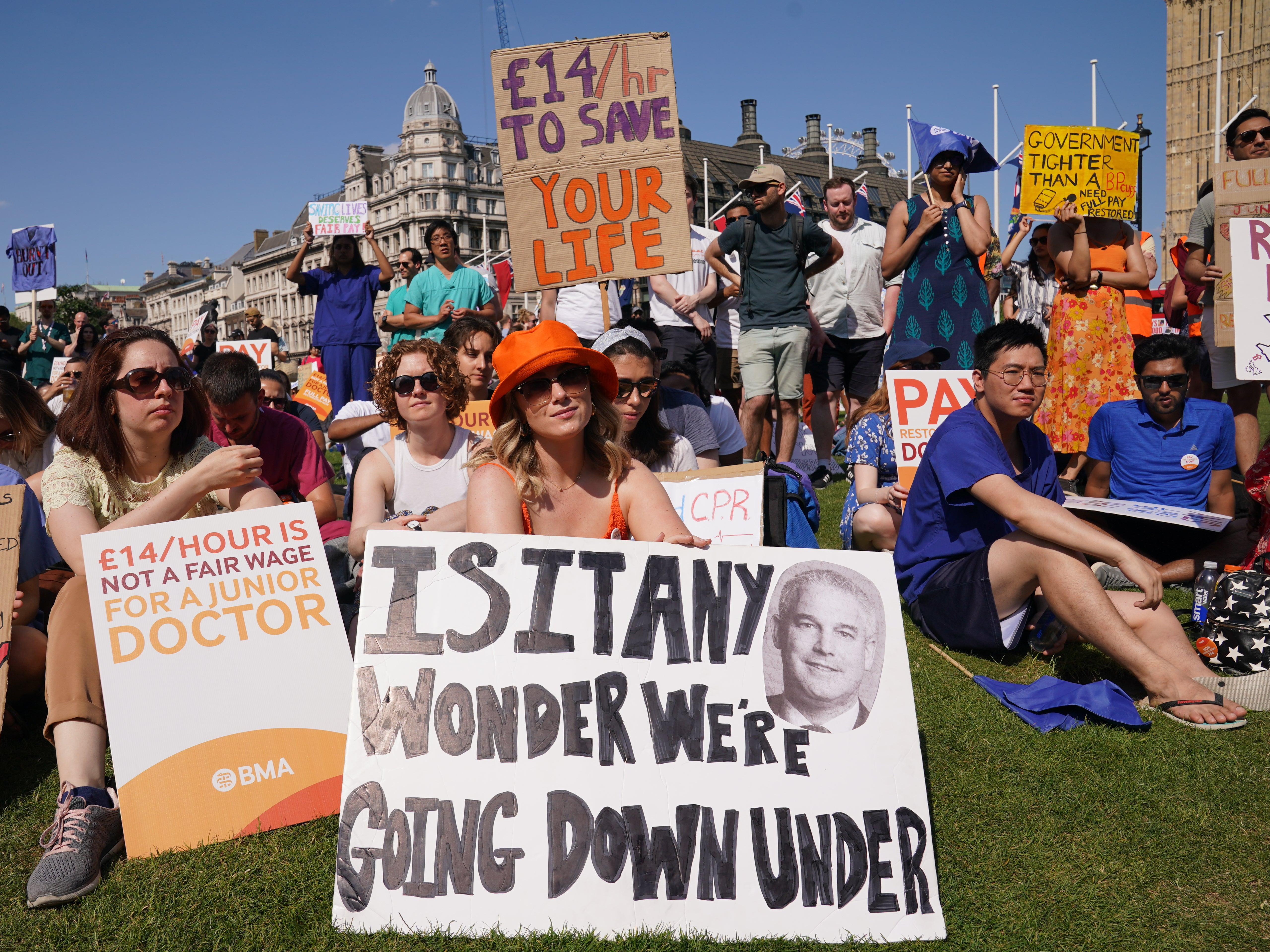 Striking junior doctors from British Medical Association take part in a rally