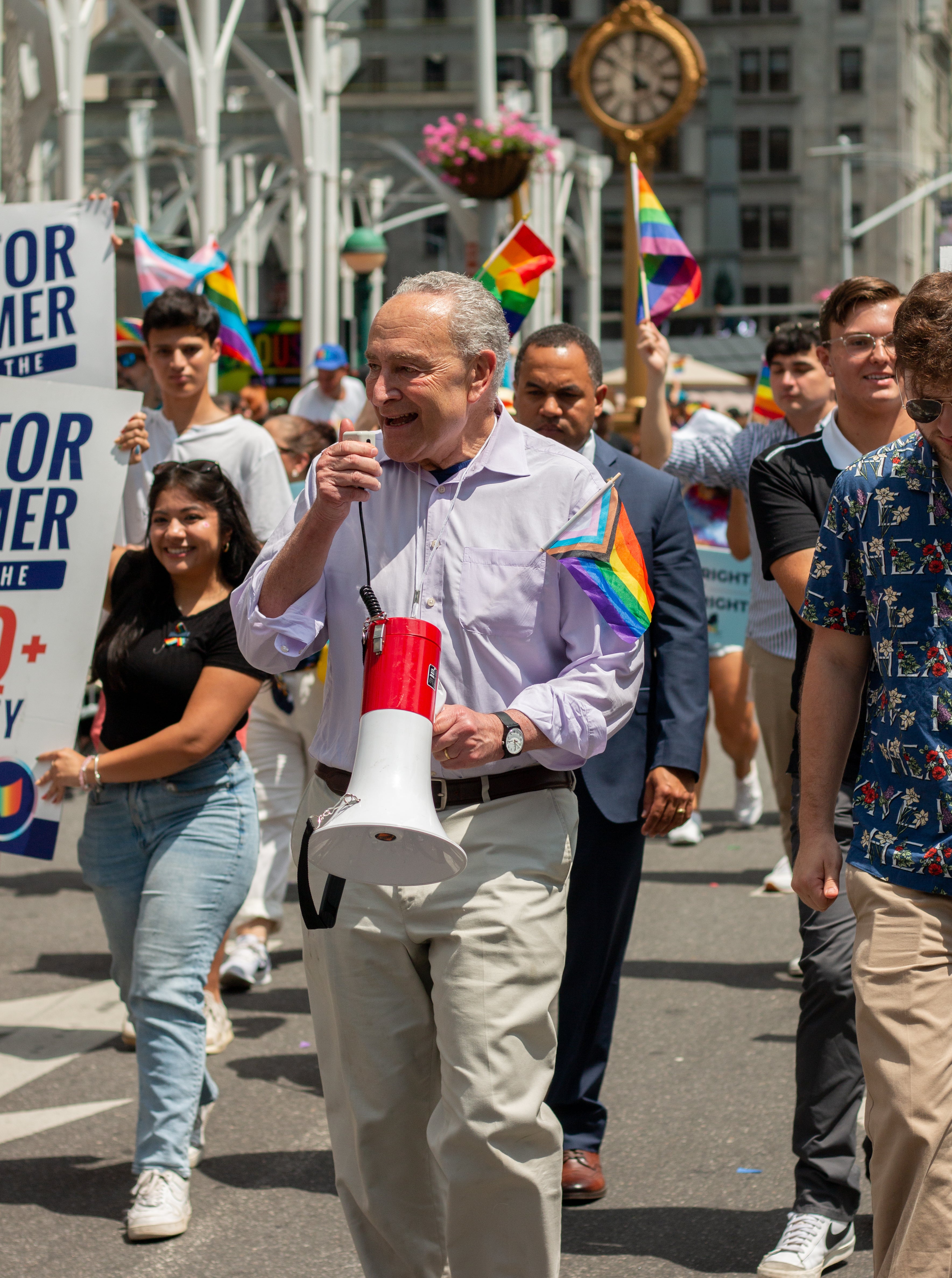 New York Senator Chuck Schumer attends New York City Pride on Sunday 25 June