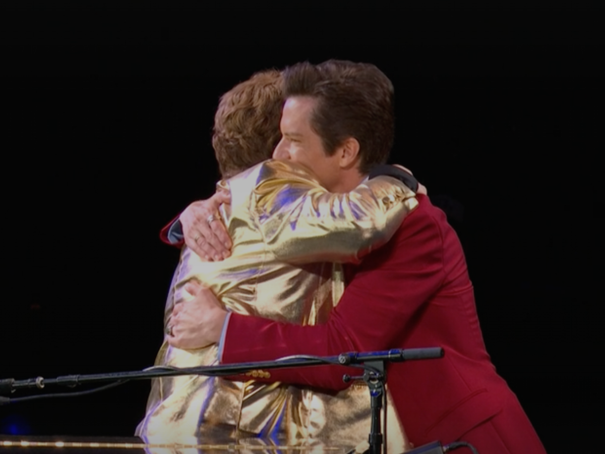 The Killers frontman Brandon Flowers joins Elton John at Glastonbury for rousing performance of &lsquo;Tiny Dancer&rsquo;