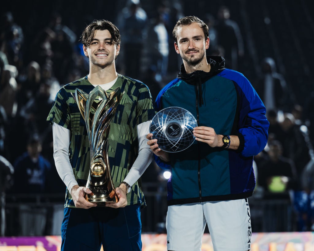 Taylor Fritz and Daniil Medvedev competed in the Diriyah Tennis Cup in Saudi Arabia in December