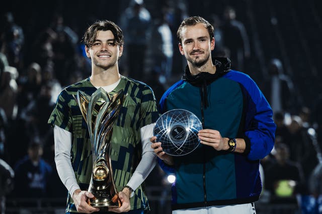 <p>Taylor Fritz and Daniil Medvedev competed in the Diriyah Tennis Cup in Saudi Arabia in December</p>