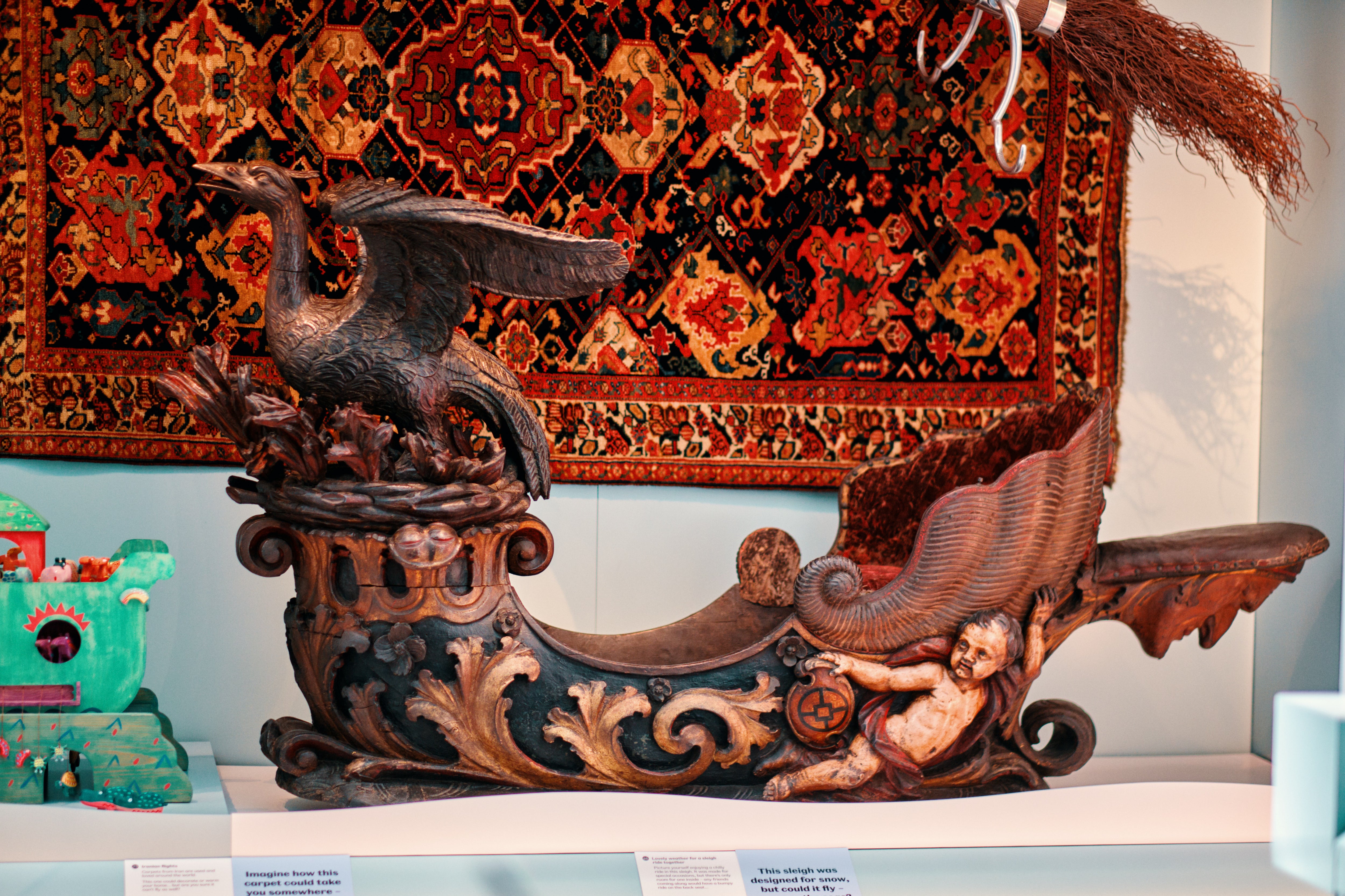 ‘Lime wood carved sleigh’, Switzerland, 1740-1760 in Adventure within the Imagine Gallery