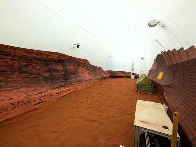 <p>Nasa’s simulated Mars habitat includes a sandbox to simulate the Martian landscape</p>