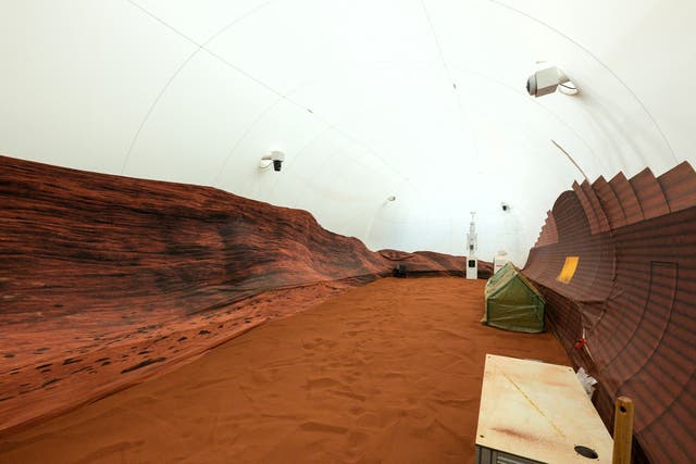 <p>Nasa’s simulated Mars habitat includes a sandbox to simulate the Martian landscape</p>