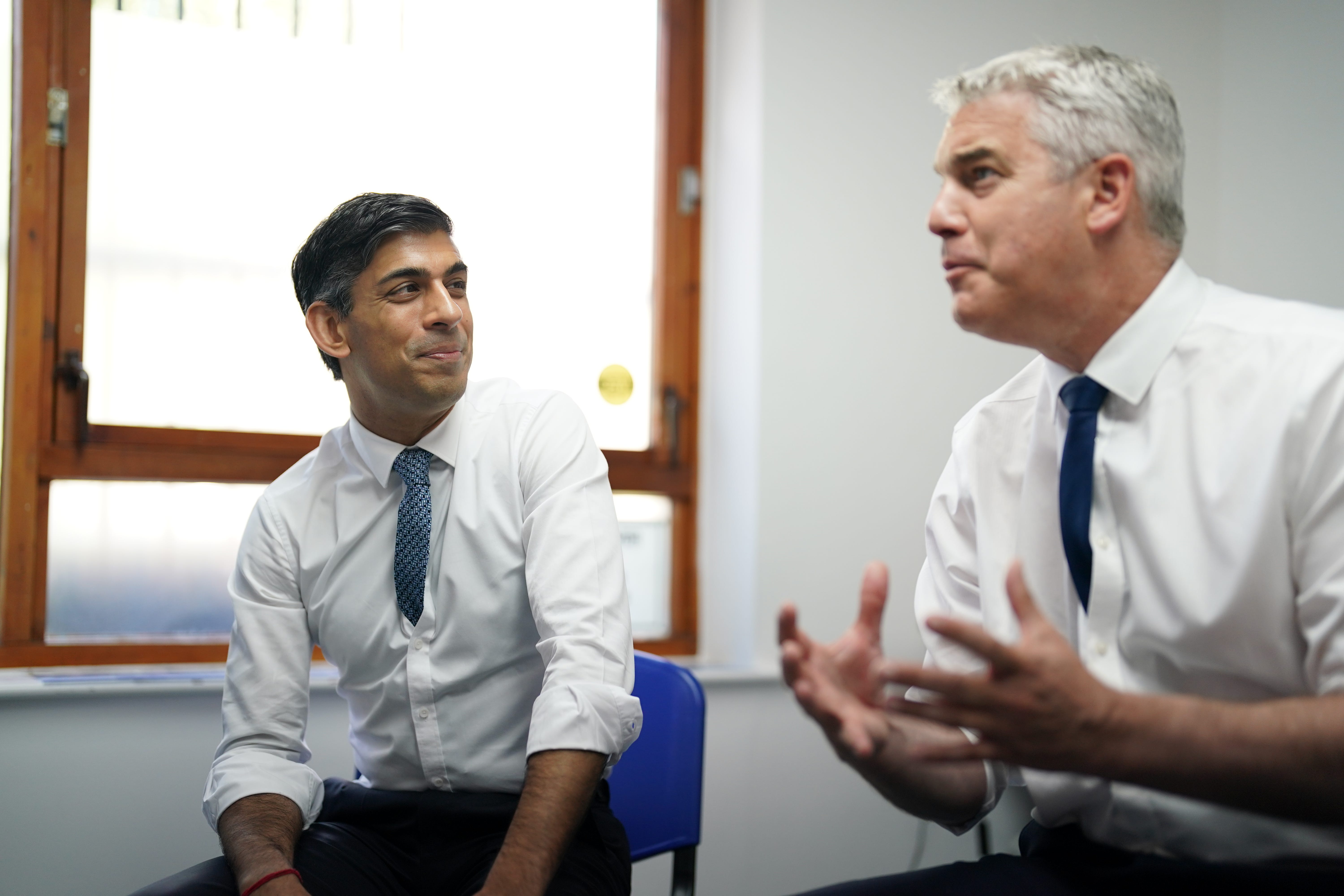 Prime Minister Rishi Sunak and Health Secretary Steve Barclay visited Rivergreen Medical Centre in Nottingham (Jacob King/PA)