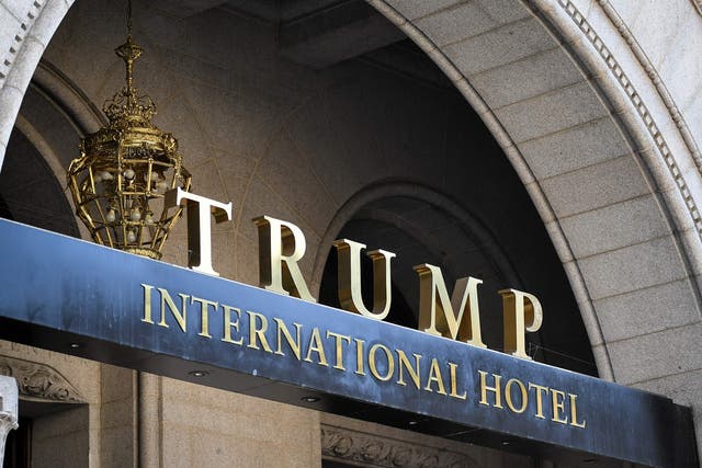<p>The Trump International hotel is seen in Washington, DC, on February 15, 2022</p>