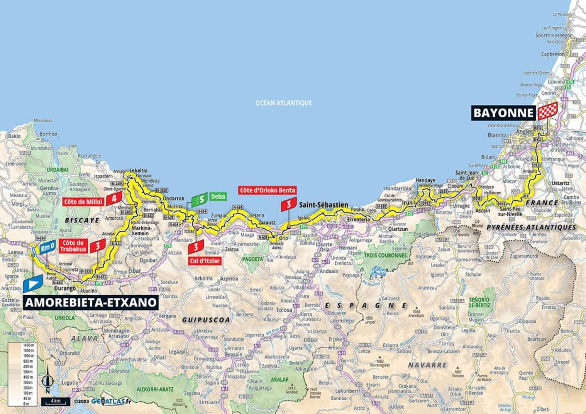 Tour de France 2023 stage 3 preview: Route map and profile of 209km from Amorebieta to Bayonne