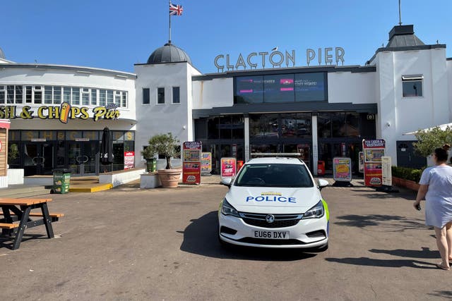 A police car at Clacton Pier earlier in the month (PA)