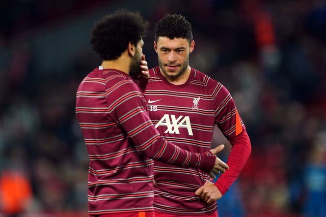 Liverpool’s Mohamed Salah and Alex Oxlade-Chamberlain (right) have been linked to the Saudi Pro League (Peter Byrne, PA)