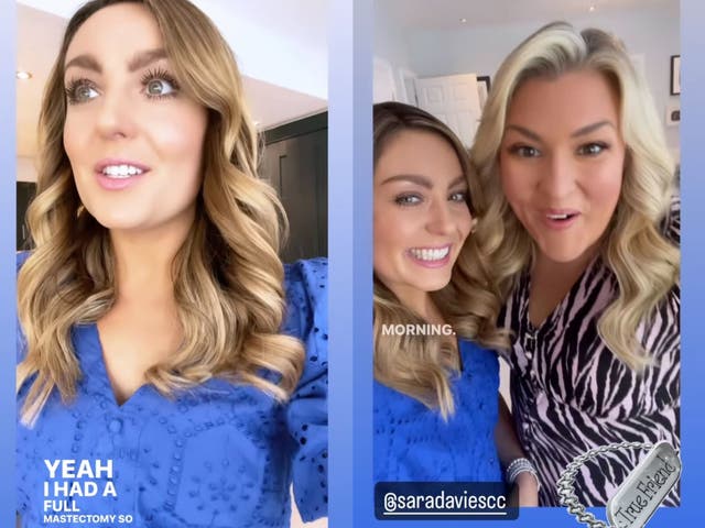 <p>Amy Dowden gives an update after breast cancer diagnosis and appears on Instagram Story with friend Sara Davies</p>